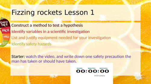 Fizzing rockets investigation skills for KS3