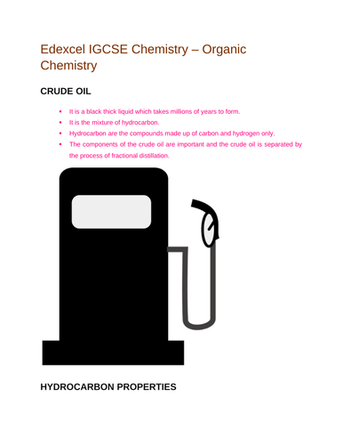 Edexcel IGCSE Chemistry - Organic Chemistry