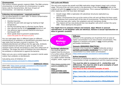 Cell Biology Summary GCSE AQA Biology