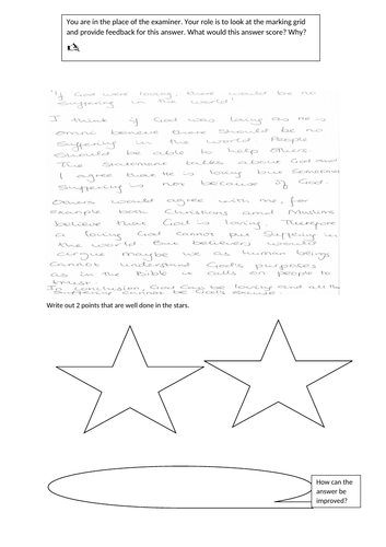 Success for GCSE style question using suffering within the world.