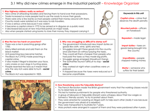 Bundle: GCSE Industrial Crime and Punishment Knowledge Organisers (Edexcel 9-1)