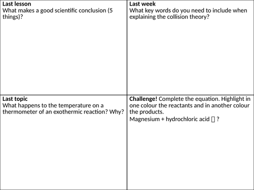 Concentration and rate of reaction lessons