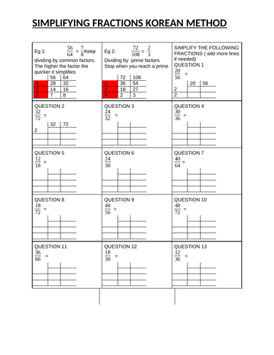 Simplifying Fractions