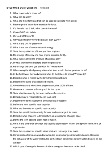 Unit 5 Physics revision | Teaching Resources