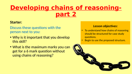 GCSE Business Chains of Analysis Exam Skills Series of Lessons