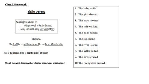 English improve sentence Homework