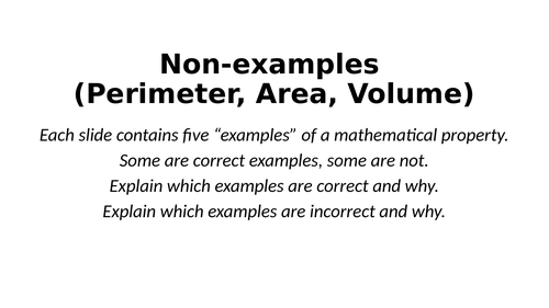 Non-Examples - Perimeter, Area, Volume - Reasoning Tasks