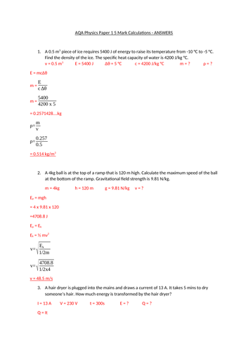 Multi- step equation AQA 5 mark calculation practice | Teaching Resources