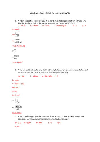 Multi- step equation AQA 5 mark calculation practice