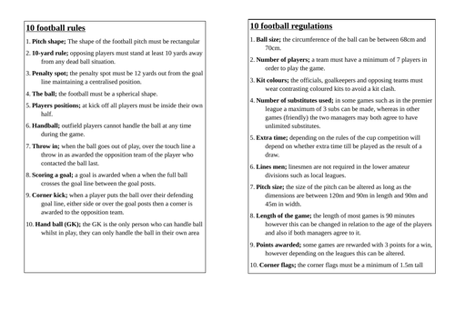 Football Rules and Regulations