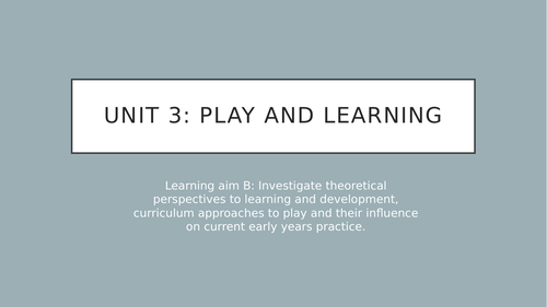 CPLD Play and Learning; Learning aim B