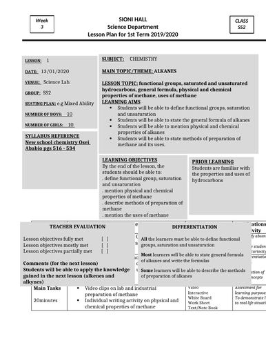 ALKANES LESSON PLAN