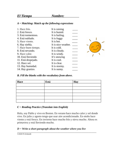 Spanish Elementary Level 2: A Homework Booklet