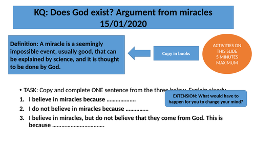 Argument from miracles - AQA GCSE