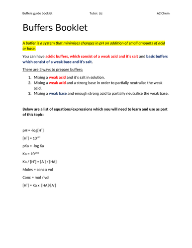 A2 Chem buffers guided calculation/help booklet