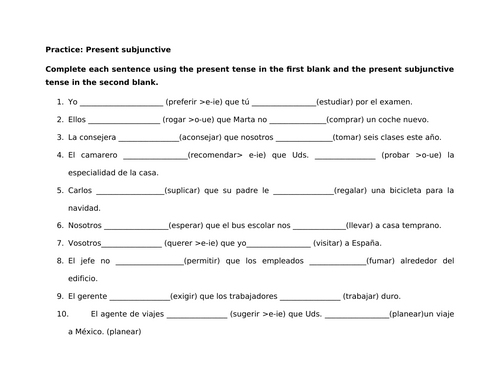 present subjunctive structured practice