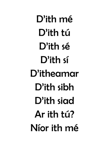 Gaeilge: Aimisir Chaite- D'