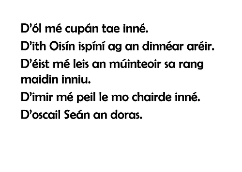 Gaeilge: Aimisir Chaite- D'