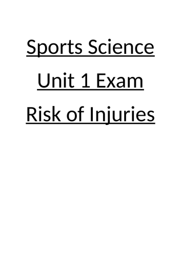 OCR Sports Science RO41 Reducing the Risk of Injuries. Practice EXAMS
