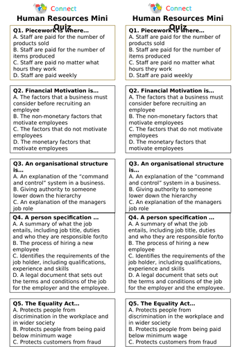 AQA GCSE Business Studies - Human Resources Revision Lesson