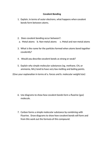 Covalent bonding