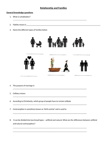 OCR Relationship and Family Booklet
