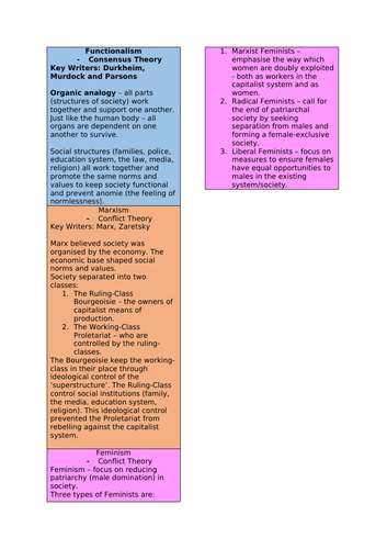Sociological Theories Bookmark