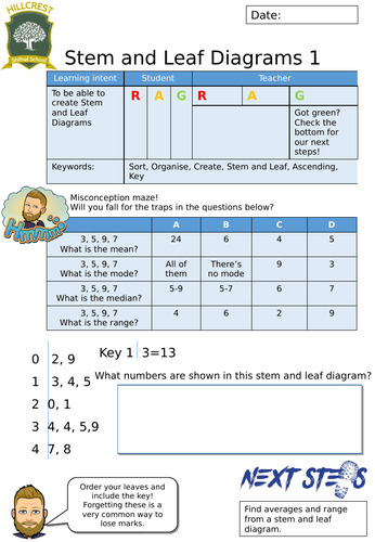 Stem and Leaf Diagram Worksheet