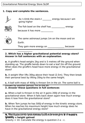 Gravitational potential energy questions