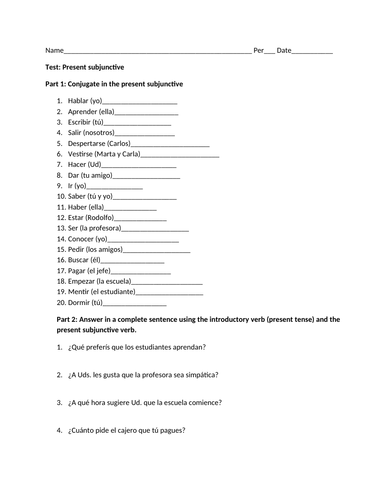 Present subjunctive test