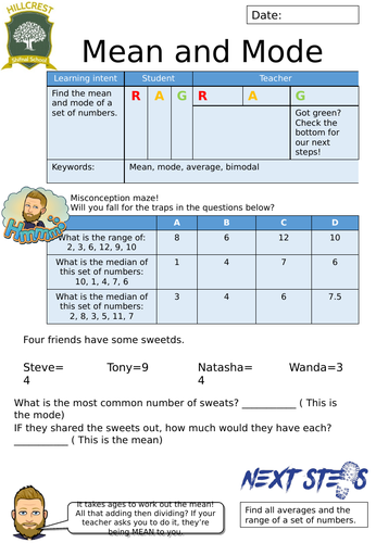 Mean and mode worksheet