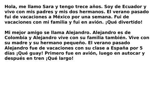 Holidays - mis vacaciones 2 LESSONS