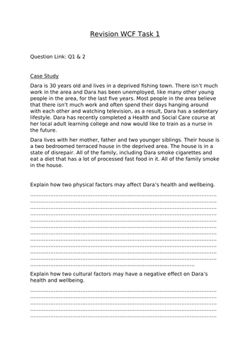 BTEC Health and Social Care Component Three Case Study Task- Whole Class Feedback