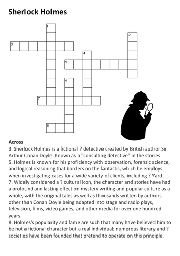 Sherlock Holmes Crossword Teaching Resources