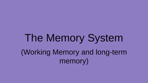The Memory System | Teaching Resources