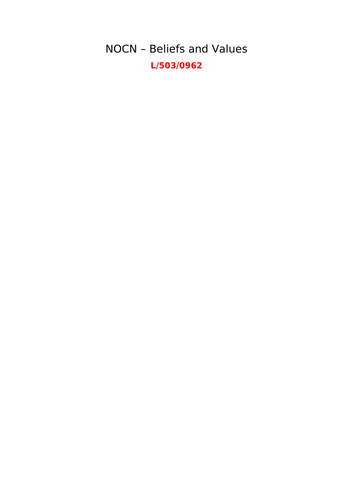 Beliefs and Values Unit NOCN