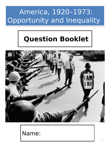AQA GCSE History; America, 1920–1973: Opportunity and Inequality - Exam Question Booklet