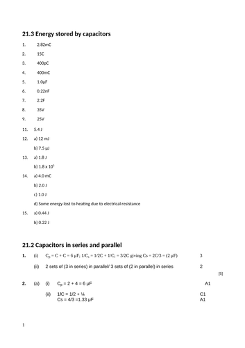 A Level Physics (OCR A) - 22 Capacitance presentations, student workbook and test