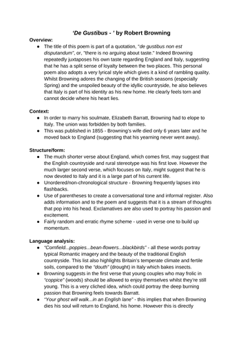 'De Gustibus - ' by Robert Browning AS Level English literature