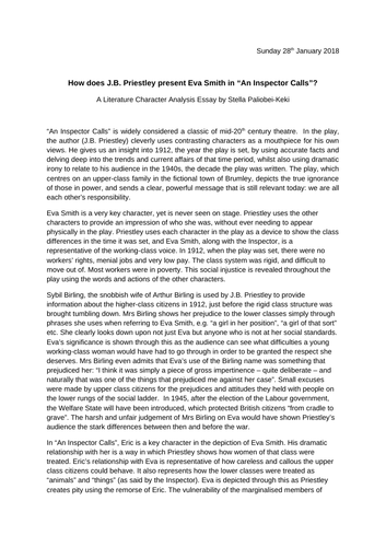 GCSE 2x An Inspector Calls Essays BUNDLE