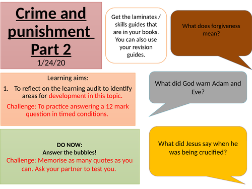 Revision Lesson for Religion: Crime and Punishment