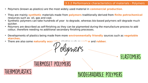 AQA A-Level Paper 1 3.1.2 Performance characteristics of materials - Polymers