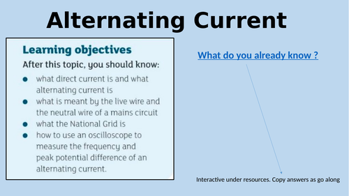 P5.1 Alternating current AQA 9-1 low ability