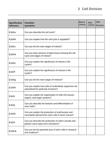OCR Biology A- Chapter 6 Cell Division