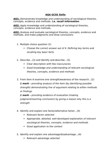 GCSE Sociology Key Skills