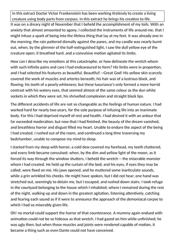 AQA Language Paper One: Frankenstein