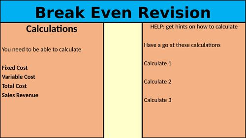 Break Even Revision Exercises Btec Tech Award in Enterprise Component 3