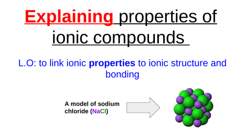 Explaining Properties Of Ionic Compounds Teaching Resources