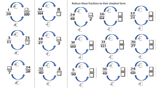 equivalent fractions and fractions in their simplest form worksheet teaching resources