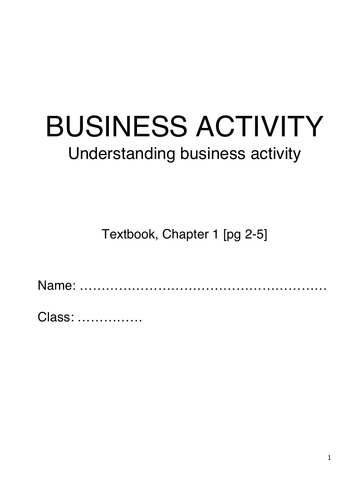 Understanding Business Activity Worksheet